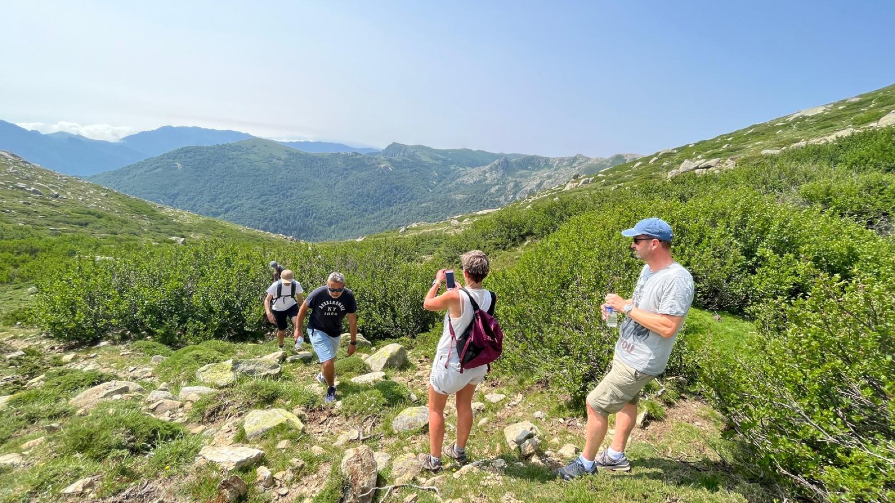 Marche collective dans les montagnes corses